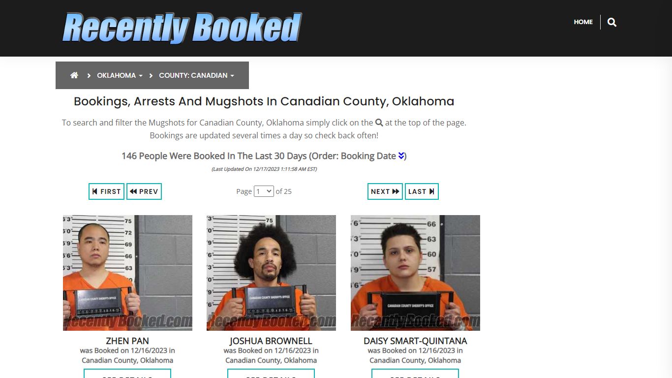 Bookings, Arrests and Mugshots in Canadian County, Oklahoma